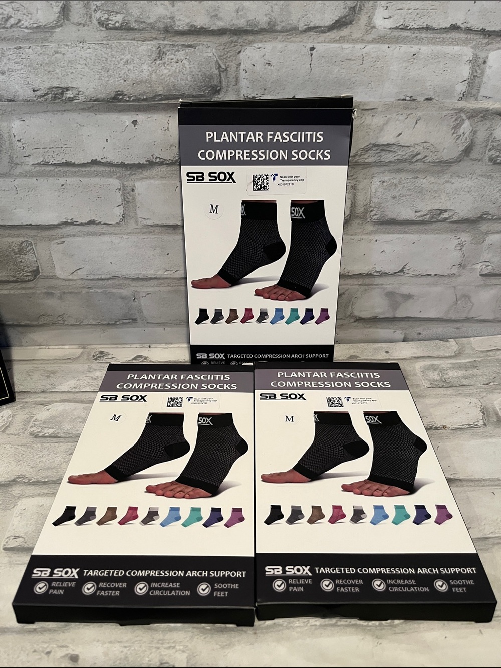 Black Plantar Fasciitis Compression Socks - Targeted Arch Support size medium